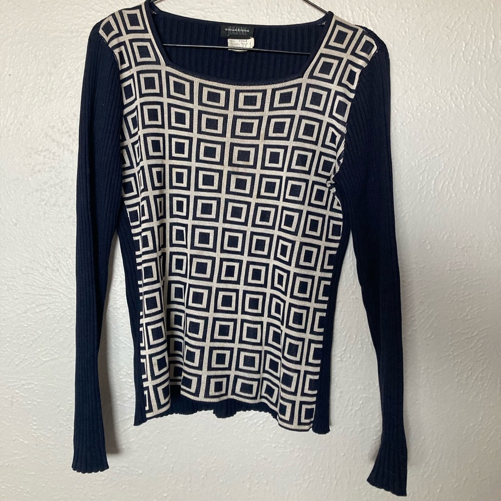 juliana collezion long sleeve silk print top